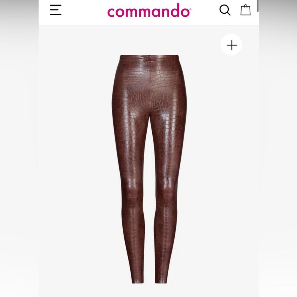 Commando leggings Faux Leather Croc-Embossed size Large LIKE NEW brown - Picture 5 of 17
